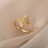 Diamond-shaped Hollowed Out Flower Ring Female I – Jewelry Gift Ideas — 5