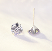 Simple Birthstone Four-Claw Zircon Earrings – Holiday Gift Ideas — 4