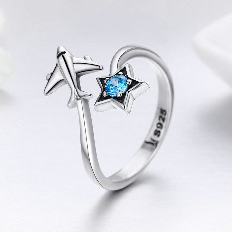 Korean Style Sterling Silver Airplane Ring – Stylish Gifts — 1