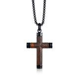 Titanium Steel Pear Flower Wood Cross Pendant – Jewelry Gift Ideas — 5