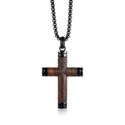 Titanium Steel Pear Flower Wood Cross Pendant – Jewelry Gift Ideas — 5