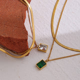 Stainless Steel 18K Gold Square Zircon – Jewelry Gift Ideas — 1