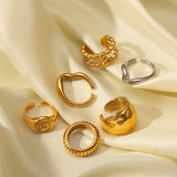 Women's Retro Minority Hammered Opening Couple Rings – Gifts for Her — 12