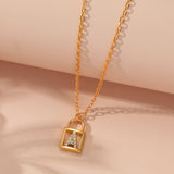 Rhinestone Initials Letter Padlock Lock Necklace – Jewelry Gift Ideas — 1