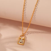 Rhinestone Initials Letter Padlock Lock Necklace – Jewelry Gift Ideas — 1