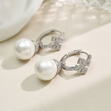 Micro-set Zircon Cross Pearl Silver Needle Earrings – Small Gift Ideas — 3