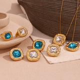 18K Gold Round Corner Square Flower Zircon Ear – Jewelry Gift Ideas — 9