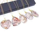 Natural Mexican Agate Pendant Leaf Shaped Love – Jewelry Gift Ideas — 9