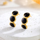 Stainless Steel Cast Round Colored Glaze Dripping Stud – Stylish Gifts — 6