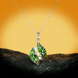Green Leaf Epoxy Pendant Women's Micro Diamond – Jewelry Gift Ideas — 4