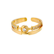 Letter V Open-end Zircon Ring Double Layer – Gift Ideas — 5