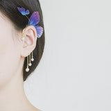Women's Crystal Pearl Flowing Butterfly Earrings – Gifts for Her — 7