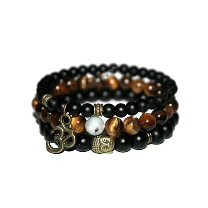 Tiger Eye Scrub 108 Buddha Head Lotus Pendant – Jewelry Gift Ideas — 1