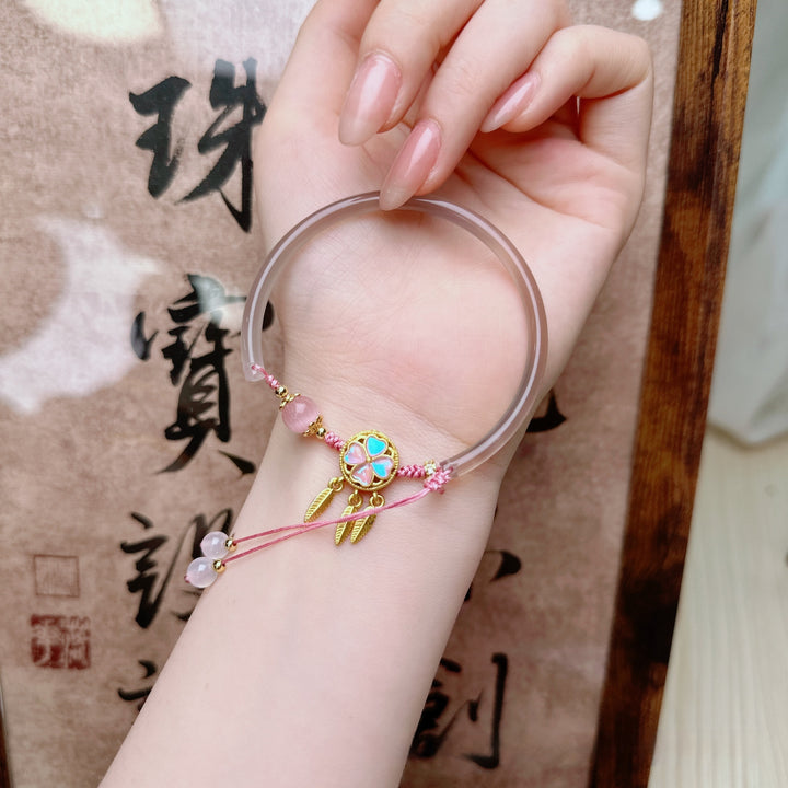 Natural Chalcedony Bracelet Dreamcatcher Original – Jewelry Gift Ideas — 1