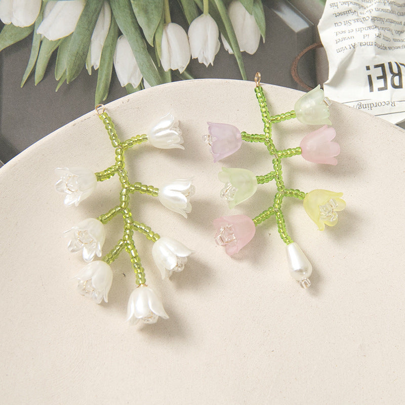Beaded Bell Orchid Earrings Hand Woven – Stylish Gifts — 1