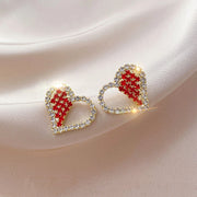 S925 Silver Needle Asymmetric Tassel Love Stud – Gifts for Couples — 9