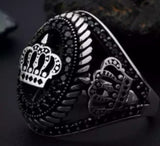 Snakelike Winding Black Flat Gemstone Ring Men's – Gifts for Him — 13