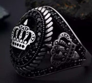 Snakelike Winding Black Flat Gemstone Ring Men's – Gifts for Him — 13
