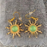 Cold Gold And Light Green Acrylic Sun Earrings – Meaningful Gifts — 7