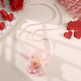 Fabric Flower Long Necklace Valentine's Day – Jewelry Gift Ideas — 7