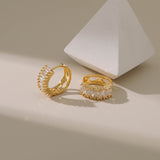 Women's Real Gold Electroplated Zircon Round Earrings – Gifts for Her — 10