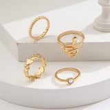 Boho Vintage Gold Geometric Emerald Statement Ring Set – Stylish Gifts — 3