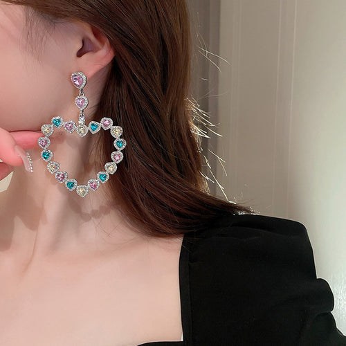 Colorful Love Diamond Set Exaggerated Earrings – Gifts for Couples — 2