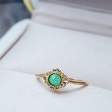 S925 Silver Plated 14K Gold Green Agate Ring – Thoughtful Gifts — 7
