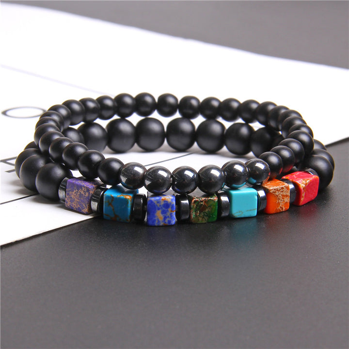Natural Stone Bead Bracelet Men's Square Emperor – Jewelry Gift Ideas — 1