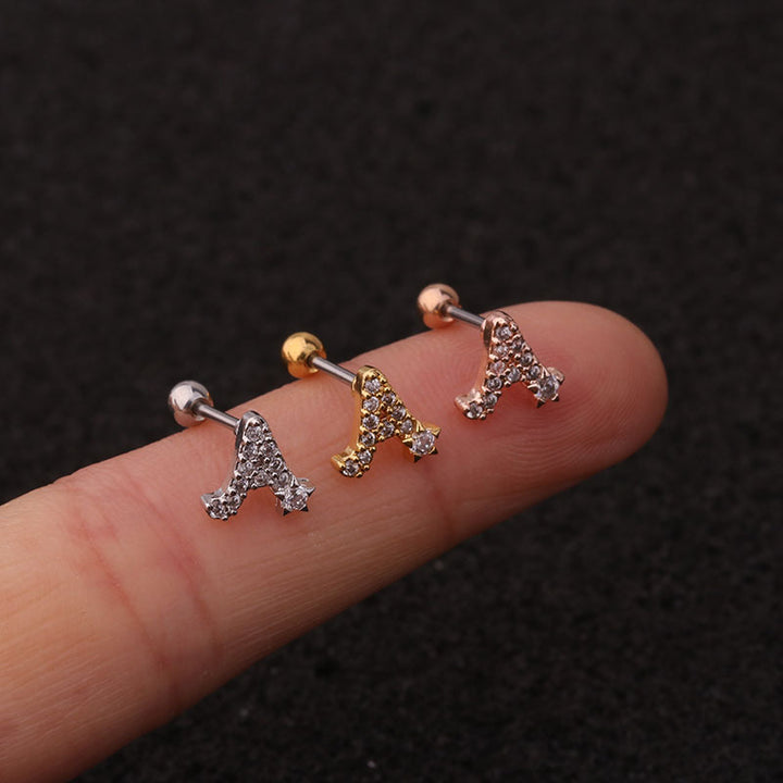 26 English Alphabet Earrings Micro-Inlaid Zircon Screw – Gifts for Her — 1