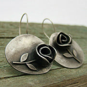 Ancient Silver Leaf Flower Earrings – Stylish Gifts — 7