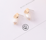 Vintage geometric metal pearl asymmetric earrings – Surprise Gifts — 12