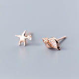 S925 Silver Conch Asymmetric Starfish Earrings – Thoughtful Gifts — 1