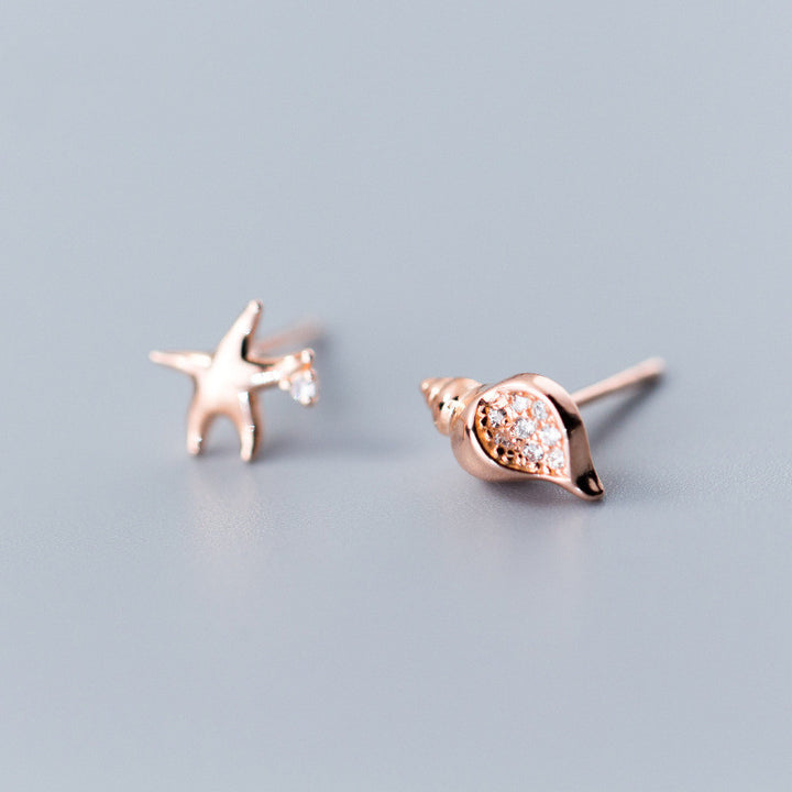 S925 Silver Conch Asymmetric Starfish Earrings – Thoughtful Gifts — 1