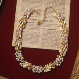 Pearl Ginkgo Leaf Vintage Brushed Necklace – Jewelry Gift Ideas — 1