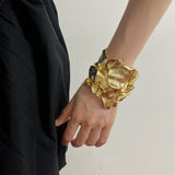 Gold Stitching Flower Bracelet Open Design Alloy – Jewelry Gift Ideas — 5