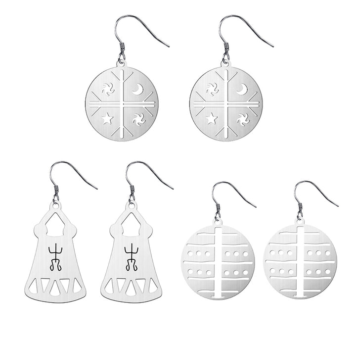 Occult Symbol Dangle Earrings Silver Plated – Jewelry Gift Ideas — 1