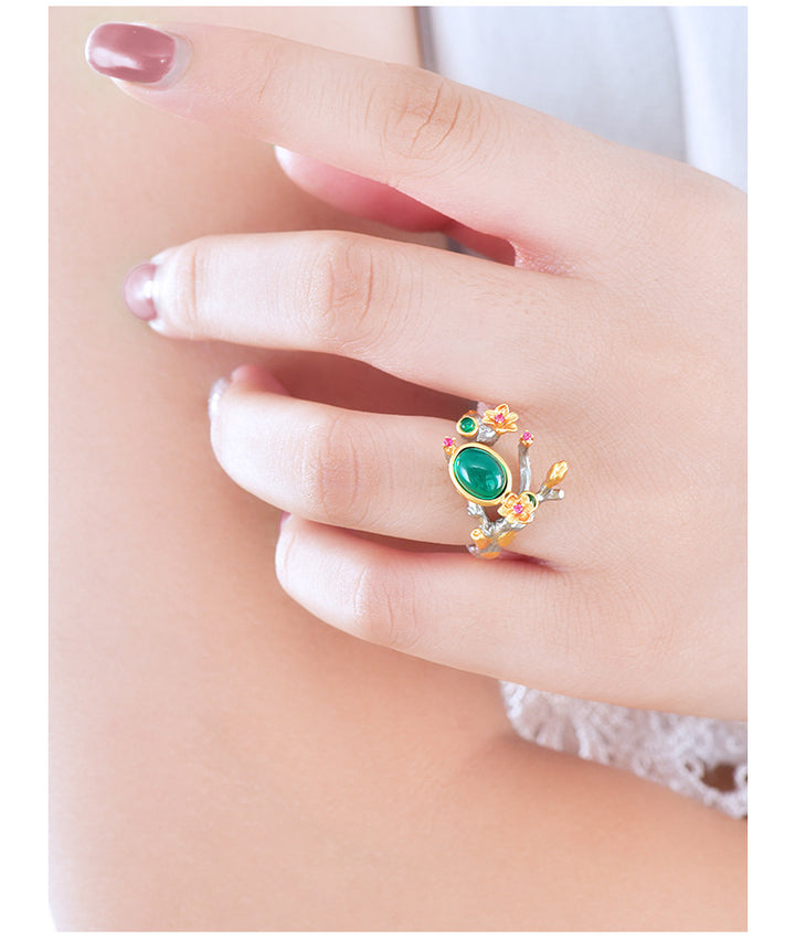 S925 Silver Emerald Elegant Alloy Ring – Small Gift Ideas — 1