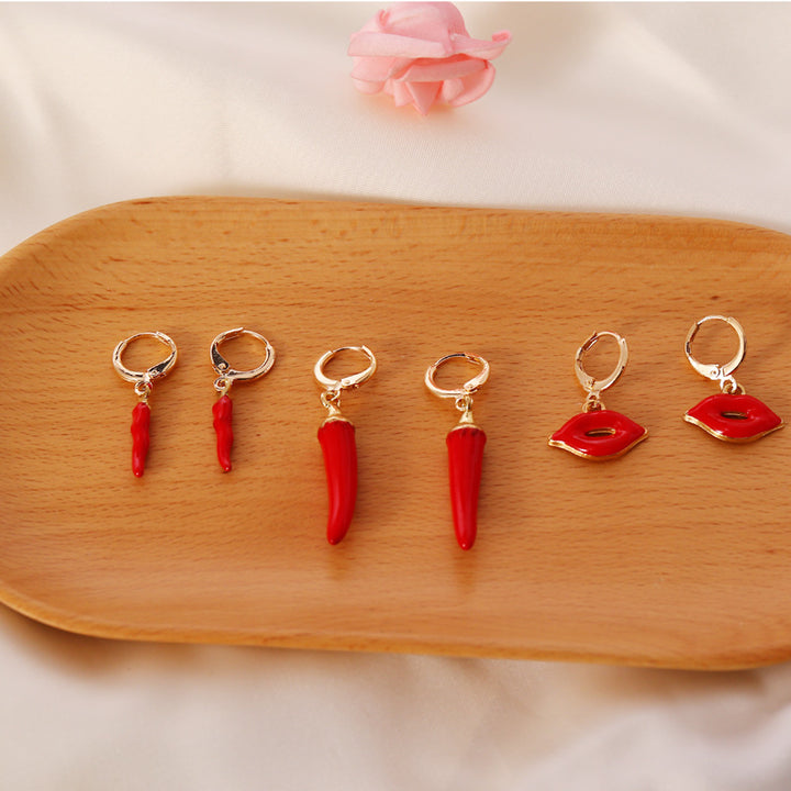 Red Pepper Lips Personality Fashion Earrings Female – Stylish Gifts — 1