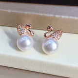 S925 silver freshwater pearl swan earrings – Surprise Gifts — 1