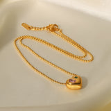 18K Gold Bead Chain With Zirconium Heart Shaped – Jewelry Gift Ideas — 1