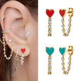 S925 Silver Needle Tassel Set With Diamond Heart – Gifts for Couples — 1
