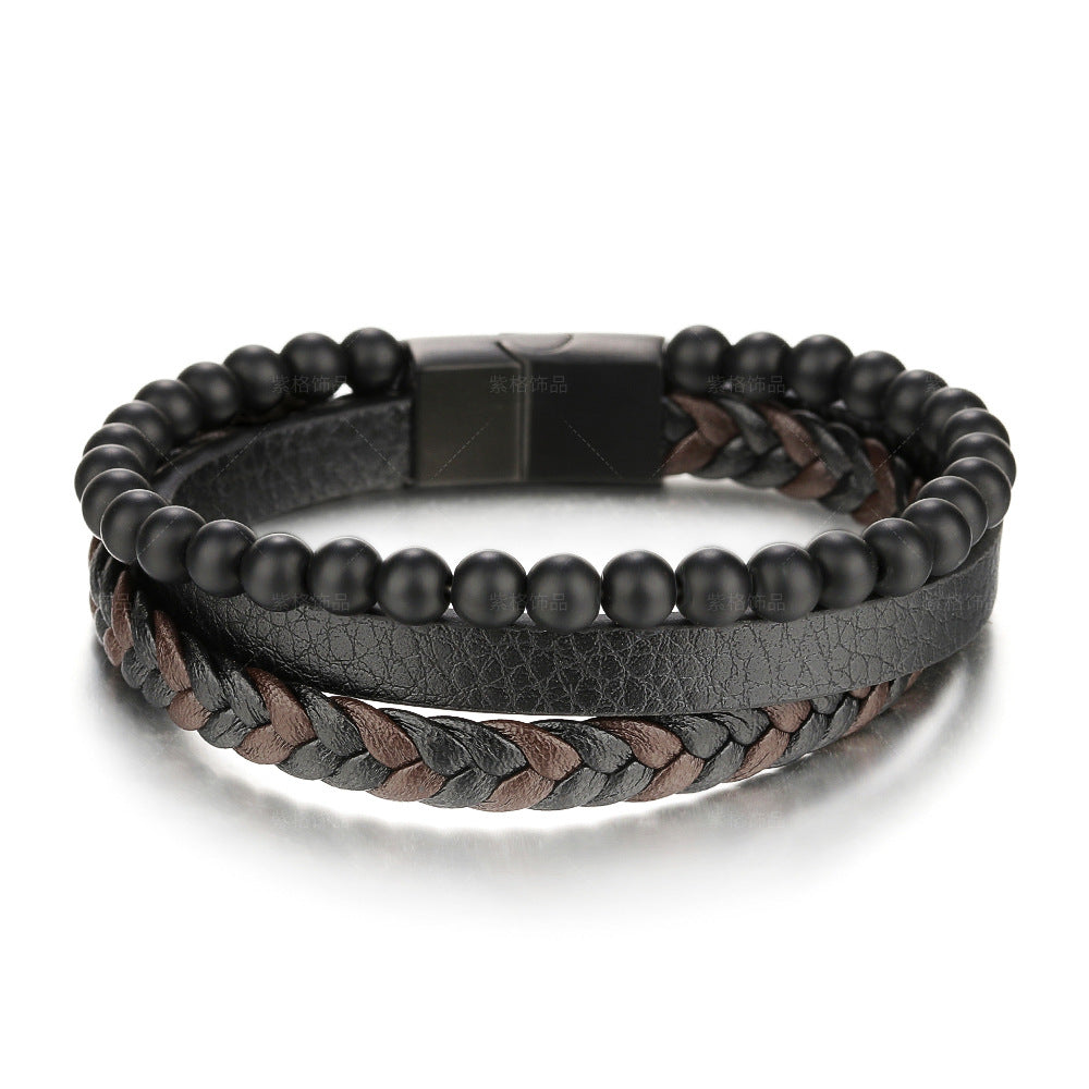 Natural Stone Volcanic Stone Leather Bracelet – Jewelry Gift Ideas — 1