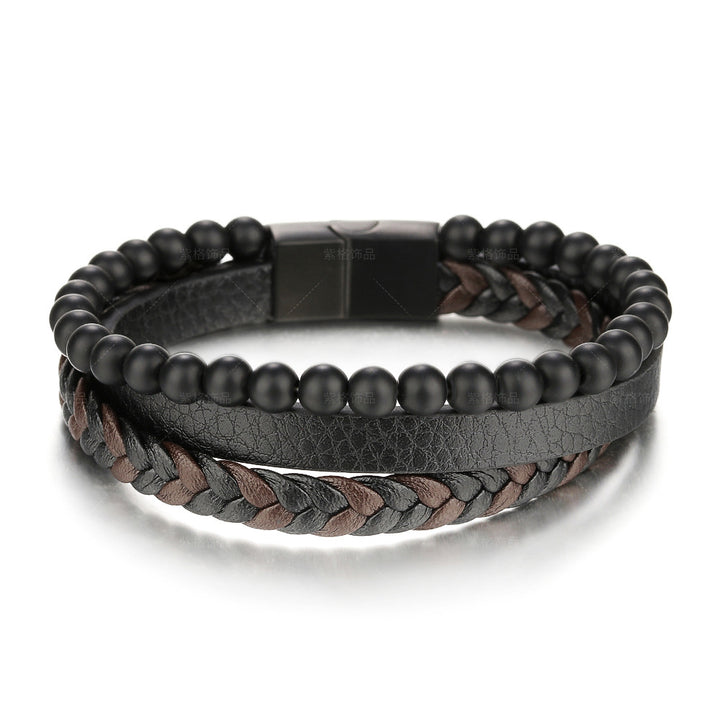 Natural Stone Volcanic Stone Leather Bracelet – Jewelry Gift Ideas — 1