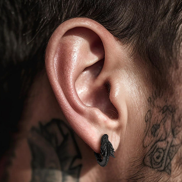 Stainless Steel Dragon Earrings Punk Hip Hop – Birthday Gifts — 1