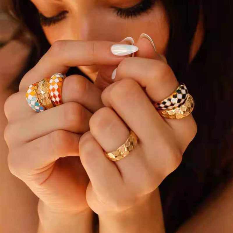 Party Jewelry Love Chessboard Plaid Ring – Jewelry Gift Ideas — 1