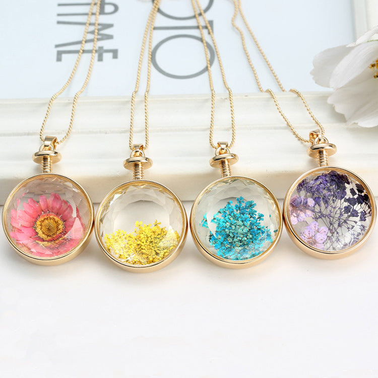 Dried flower specimen multicolor necklace – Jewelry Gift Ideas — 1