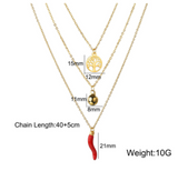 Creativity Fashion Three-layer Chili Necklace – Jewelry Gift Ideas — 1