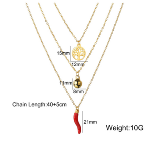Creativity Fashion Three-layer Chili Necklace – Jewelry Gift Ideas — 1