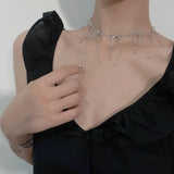 Tassel Style Metal Chain Bow Necklaceshort – Stylish Gifts — 1